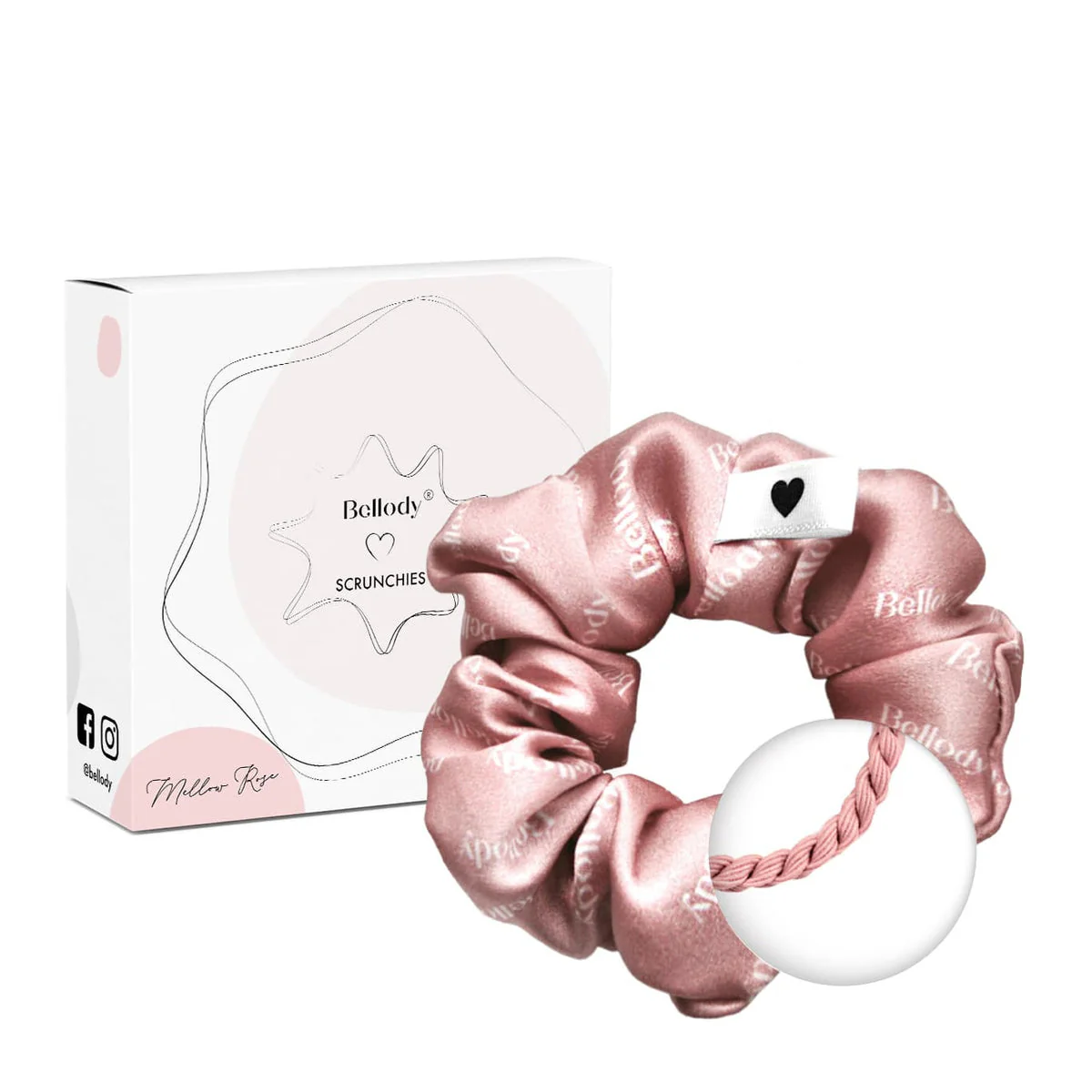 Scrunchie Haargummie Silk Met Logo - Roze