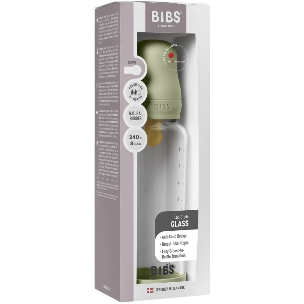 Glass Baby Bottle Latex Medium Flow  - 240ml - Image 4