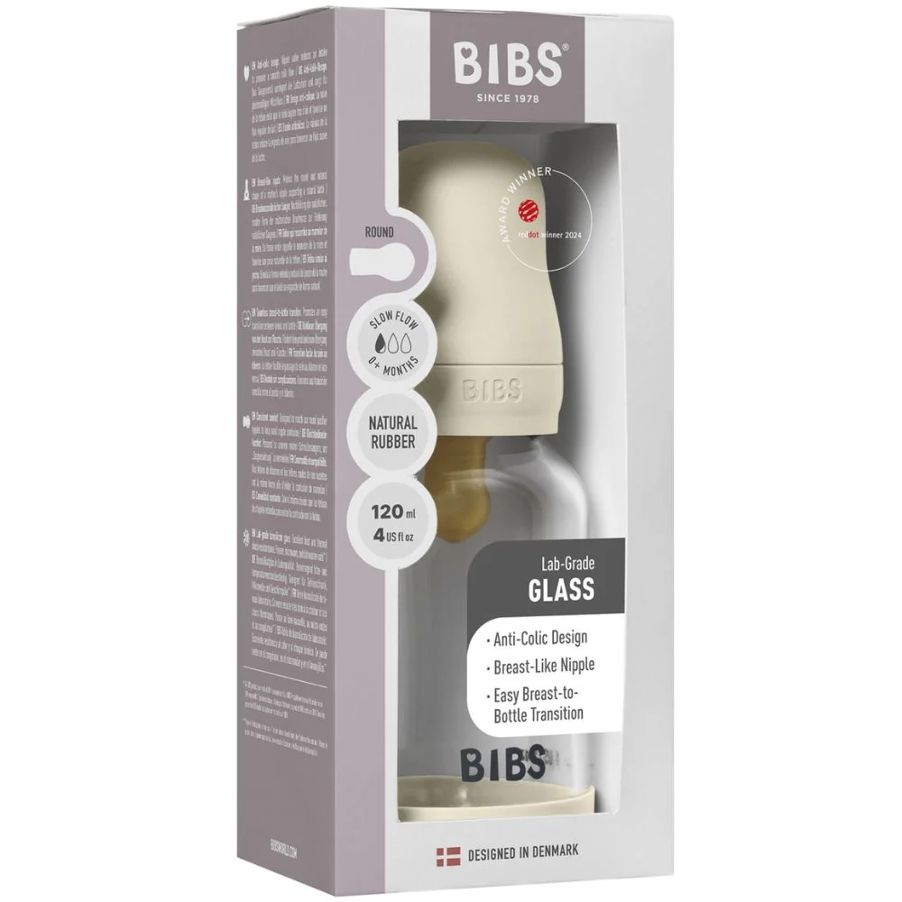 Glass Baby Bottle Latex Slow Flow - 120 ml - Image 5