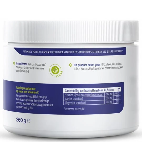 Vitamine C Poeder Calcium- & Magnesiumascorbaat - 260gr. - Image 3