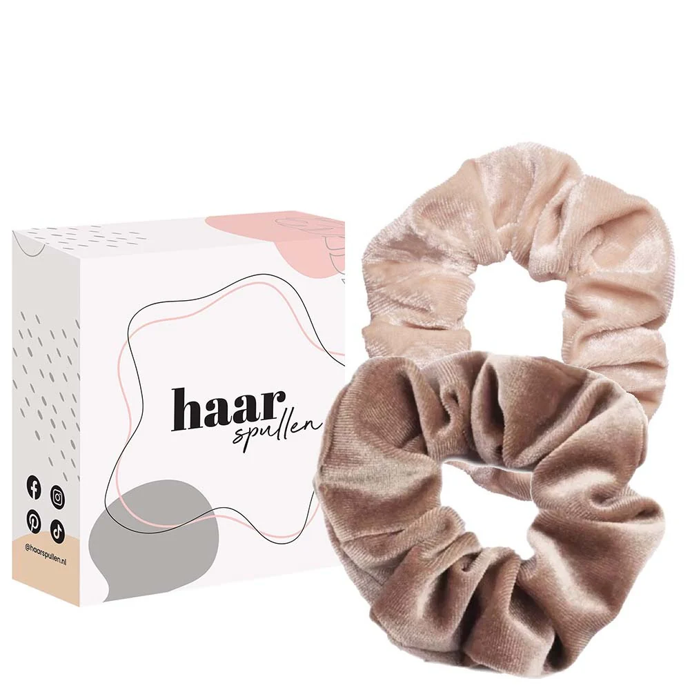 All About The Nudes Scrunchie Duo Set - Beige & Lichtbruin