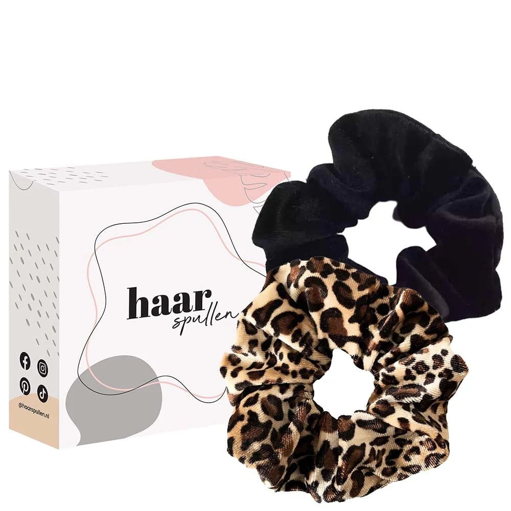 Black Panther Scrunchie Duo Set - Panterprint & Zwart