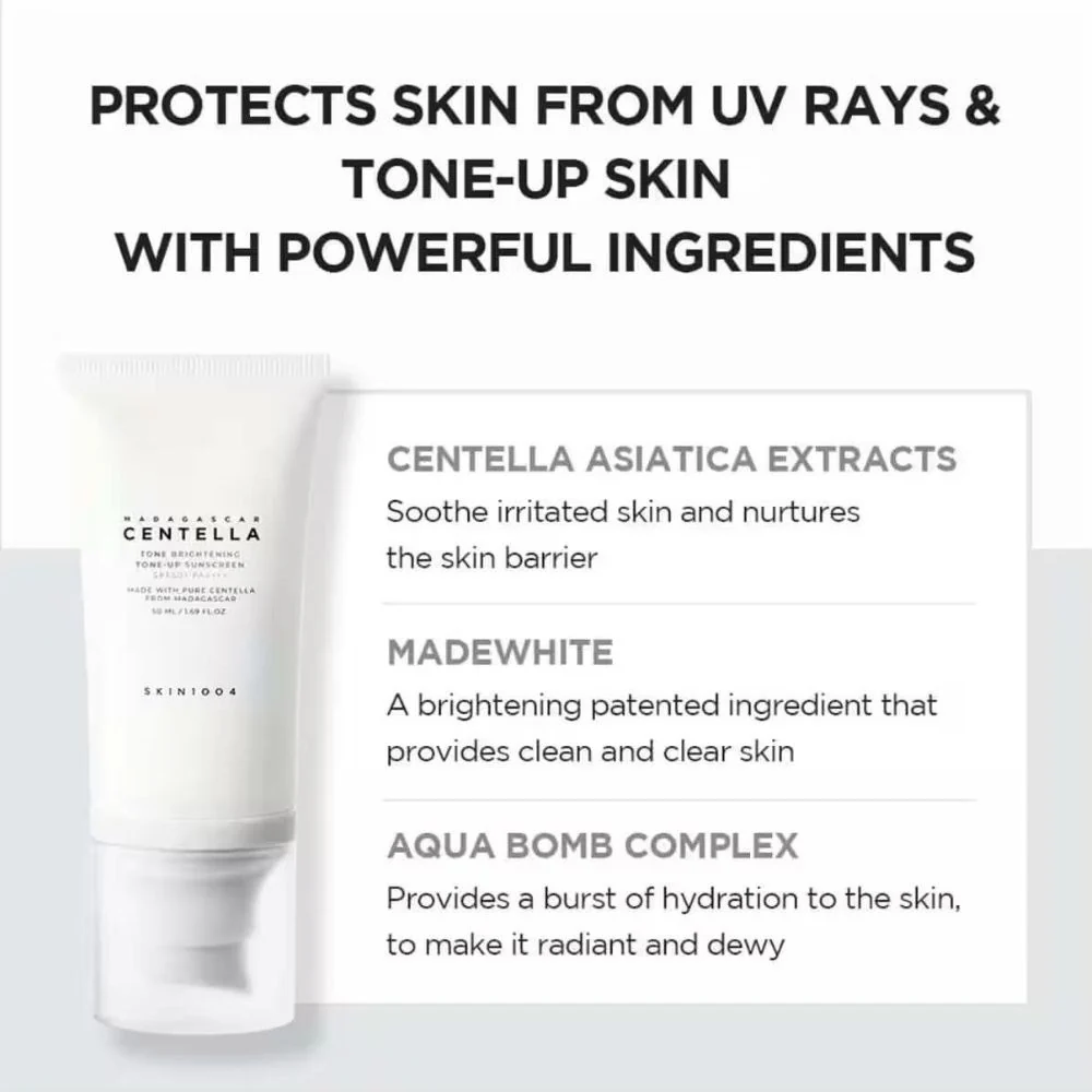 Madagascar Centella Tone Brightening Toneup Sunscreen Spf50+ PA++++ - 50ml - Image 2