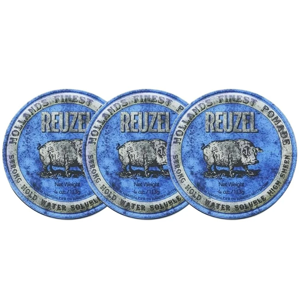 Strong Hold Water Soluble Pomade (Blauw) 3-Pack - 3x95gr.