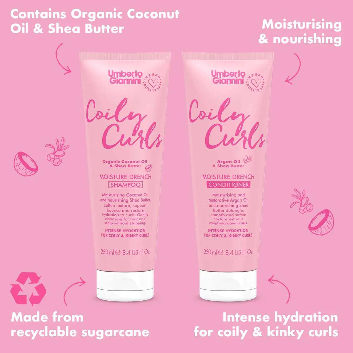 Coily Curls Moisture Drench Shampoo Sulphate Free - 250ml - Image 3