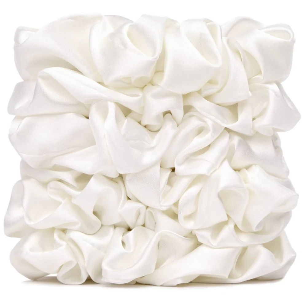 Satin Scrunchies White Big Size - 6pcs - Image 2