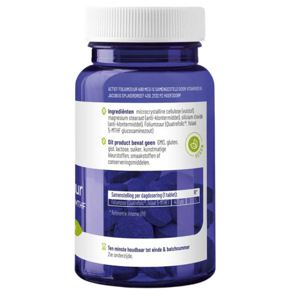 Actief Foliumzuur 400mcg Quatrefolic® Folaat 5-MTHF -90pcs - Image 2